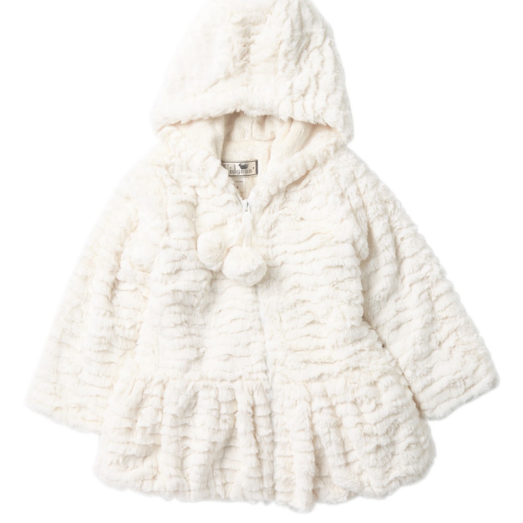 Widgeon Faux Fur Little Girls Coat W/ Flared Skirt